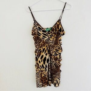 Vintage 90s Rosette Leopard Print Cut Out Chemise Large